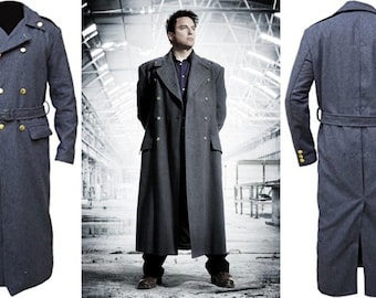 Captain Jack Harness Torchwood Grey Wool Coat - New Arrival
