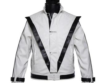 Michael Jackson Thriller MJ Red Real Leather Jacket Halloween Costume Cosplay