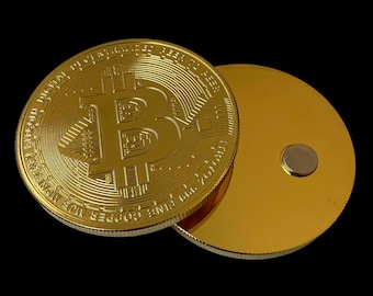 HEAVY Gold Bitcoin Magnet - Large Metal Coin for Fridge, Office, or Collector Display