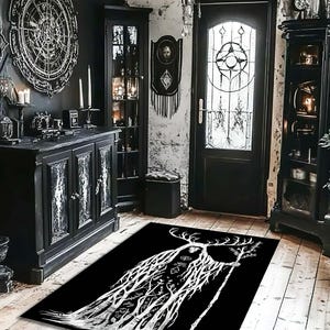 Satanic Pentagram Rug,Satanic Dark Skull Rug,Goatboi Rug, Satanic Decor, Horror Rug, Devil Rug,Devil Board Rug,Custom Rug,Bedroom Rug