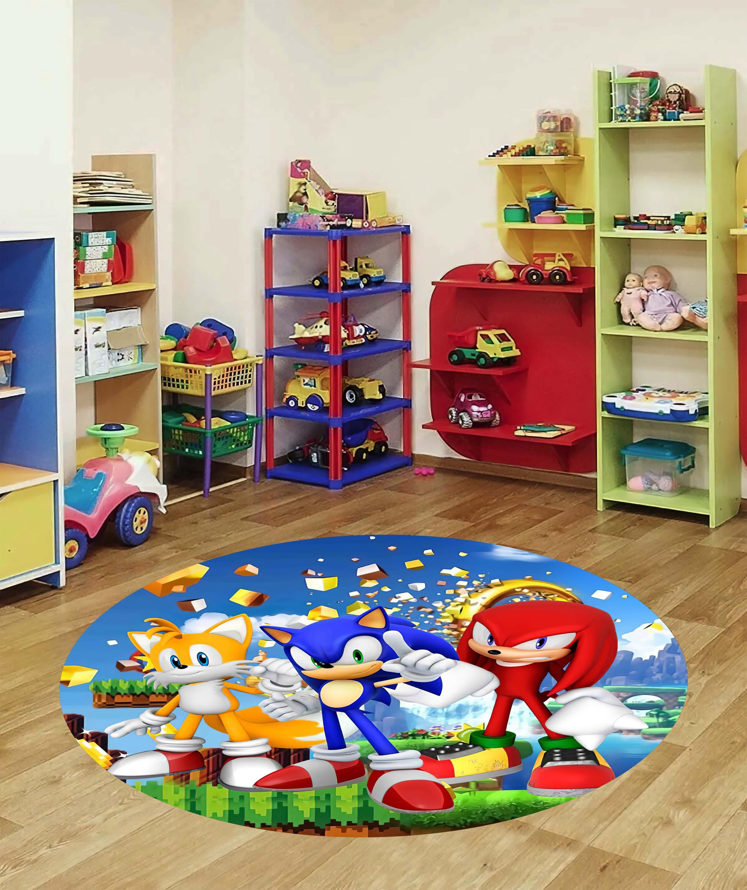 Sonic round rug,sonic gamecube rug,Shadow the Hedgehog Carpet,Soft round sonic gamecube rug,sonic fan gift,Sonic gift,Video game gift idea,