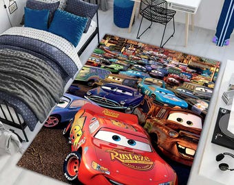 Kids Room Rug,Nursery Decor,Gift for Kids,Red Car,Road Rug,Car Carpet,McQueen Art,Kids Room Gift,Play Rug,Lightning mcqueen rug,Cars Rug,
