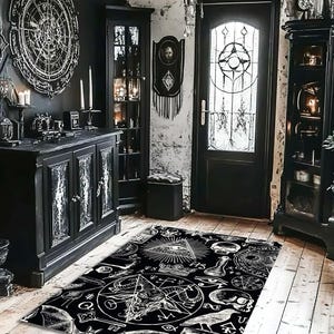 Satanic Pentagram Rug,Satanic Dark Skull Rug,Goatboi Rug, Satanic Decor, Horror Rug, Devil Rug,Devil Board Rug,Custom Rug,Bedroom Rug