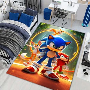 Sonic Teppich, Kinderzimmerteppich, Shadow the Hedgehog Teppich, weicher runder Sonic Gamecube Teppich, Sonic Fan Geschenk, Sonic Adventure, CD-Teppich