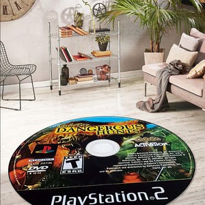 Cd Rug,Video Game Rug,CD Record,Hit Run,Gaming Rug,Video game disk rug,Boys Room RugGifts for Gamers,Round Rug,Player Decor,Cd Cover Rug