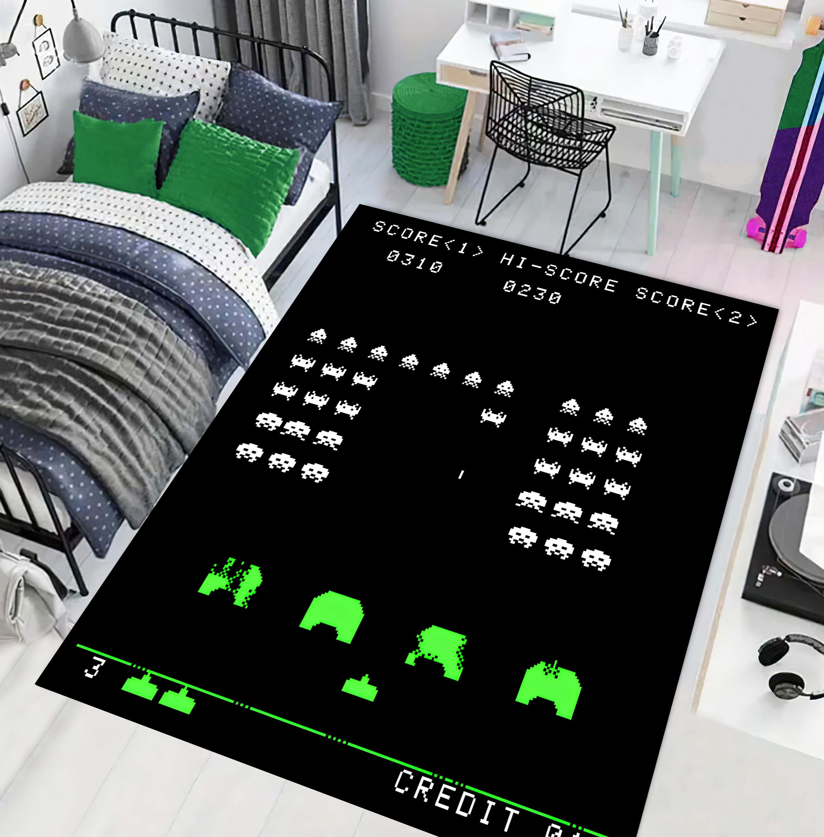 Discover Retro Arcade Rug for Gaming Room Decor in Neon Style