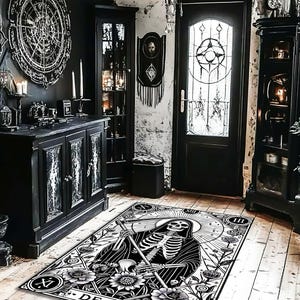 Satanic Pentagram Rug,Satanic Dark Skull Rug,Goatboi Rug, Satanic Decor, Horror Rug, Devil Rug,Devil Board Rug,Custom Rug,Bedroom Rug