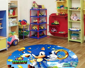 Sonic round rug,sonic gamecube rug,Shadow the Hedgehog Carpet,Soft round sonic gamecube rug,sonic fan gift,Sonic gift,Video game gift idea,