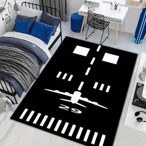 Airport Runway Rug: Kids Room Decor, Washable Microfiber