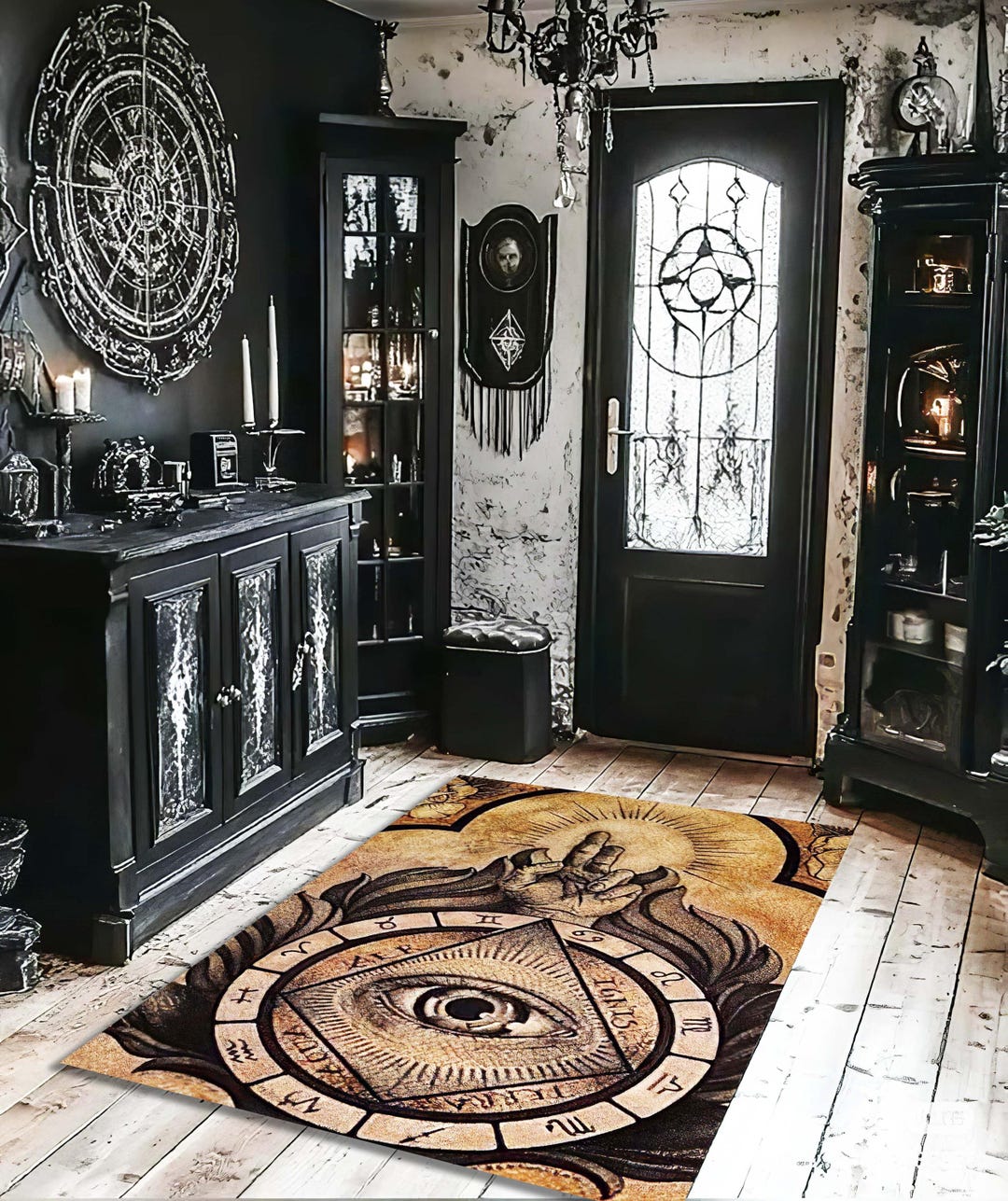 Wicca Rugs Pentagram Rug, Witchy Decor, Gothic Floor Mat, Occult, Magic Symbol Rug ...