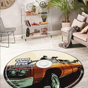 Cd Rug,Video Game Rug,CD Record,Hit Run, Gaming Rug,video game disk rug,Boys Room RugGifts for Gamers,Round Rug,Player Decor,Cd Cover