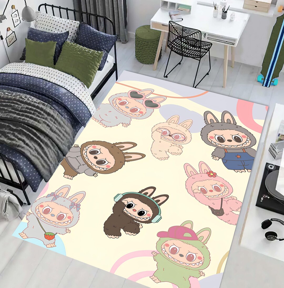Labubu Rug Labubu Kids Rug, Cartoon Playroom Carpet, Machine Washable ...