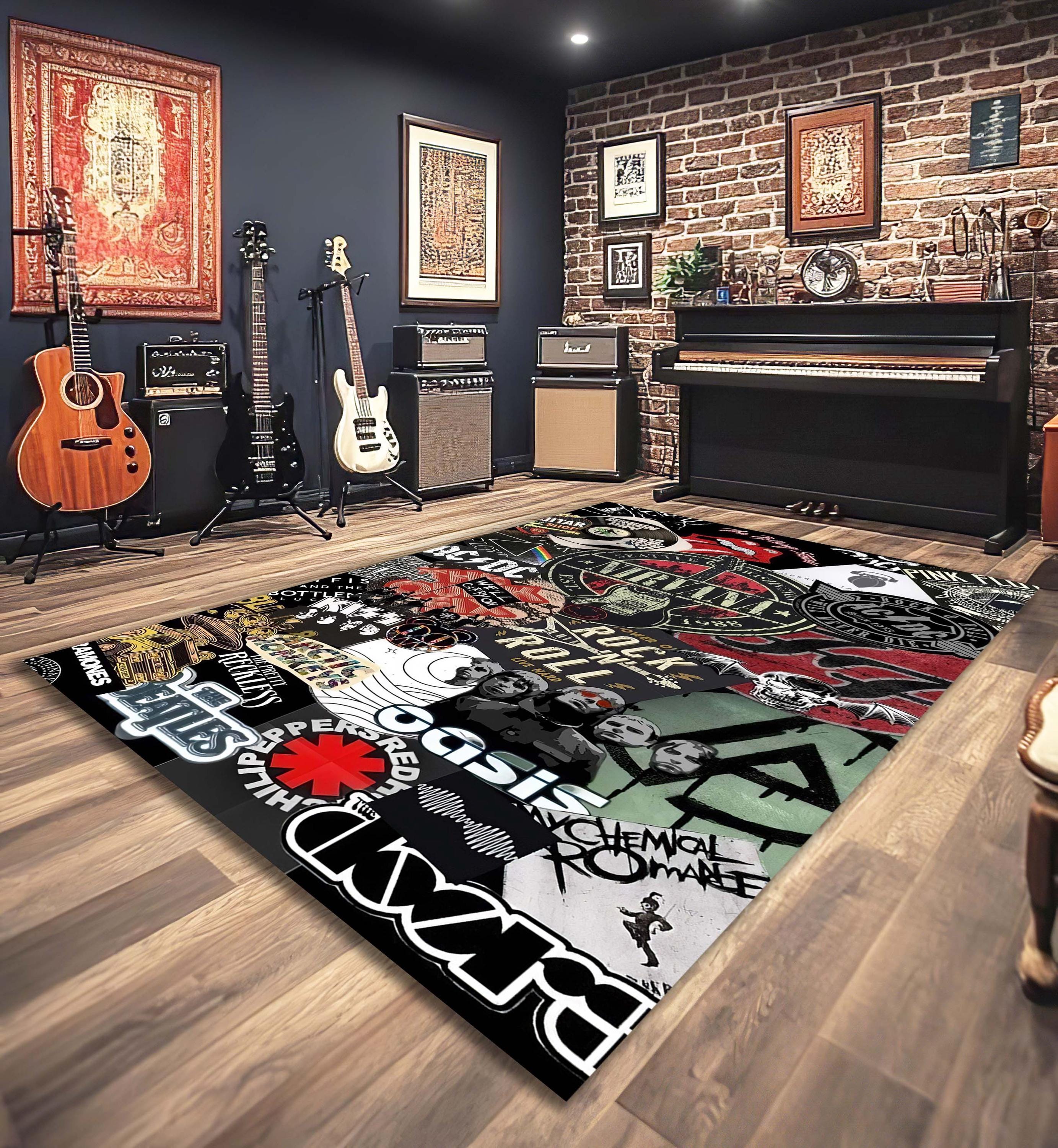 Hard Rug Rocks Rock and Roll Music Rug: Hard Rock Band Carpet - Etsy