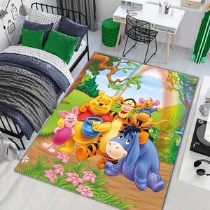 Winnie Pooh Teppich,Buchhülle,Kinderzimmer Teppich,Kinderzimmer Teppich,Babyzimmer Teppich,Benutzerdefinierte Teppich,Kinderzimmer Teppich, Cartoon Teppich,