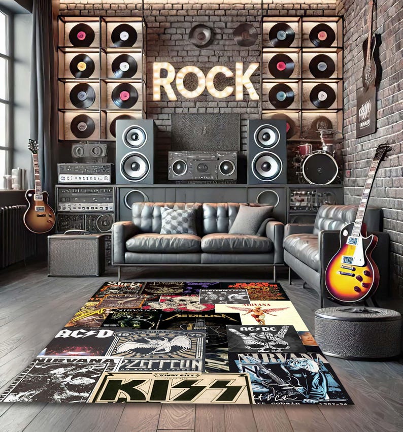 Rock and Roll Guitar Rug: Hard Rock Music Decor - Etsy