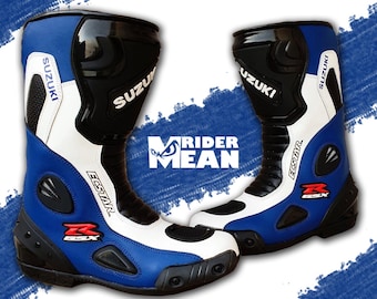 Suzuki GSX-R ECSTAR Motorcycle Racing Boots – Ride with Style and Safety