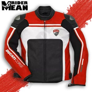 Ducati Corse Leather Motorcycle Jacket: CE Protection, Cowhide Riding Gear