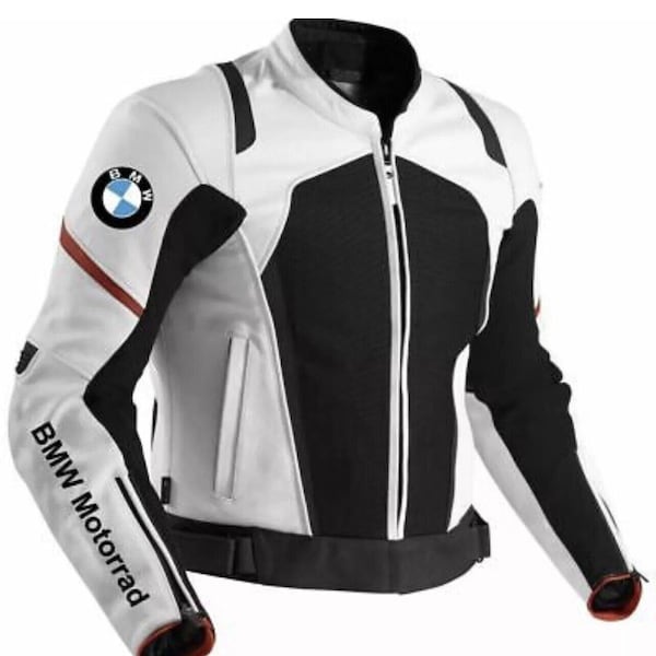 Chaqueta de moto BMW de piel de vacuno para hombre: protección CE y forro térmico