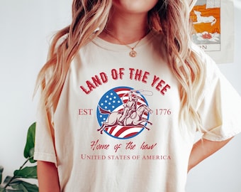 コンフォートカラーズ 独立記念日シャツ：イェーホー カウボーイTシャツ