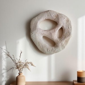 Textured Plaster Wall Sculpture: Japandi Wabi Sabi Decor