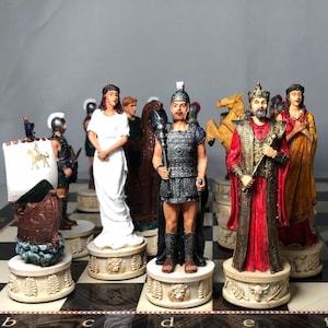 Chess Set X-Large – Trojan & Sparta Chessmen with Wooden Chess Board 17&quot; | Luxury Handmade Set | Gift for Him | Christmas Gift