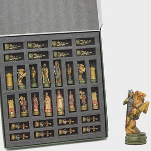 Chess Pieces Only King Arthur & Camelot Resin Chess Pieces – Handcrafted - Painted | Legendary Medieval Chess Set