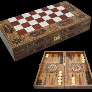 Personalized Handmade Backgammon Set – Solid Wood Game Board & Pieces | Gift for Dad, Husband, Anniversary, Him | Made in Turkey