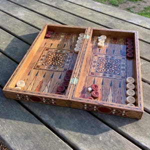Personalized Handmade Backgammon Set – Solid Wood Game Board & Pieces | Gift for Dad, Husband, Anniversary, Him | Made in Turkey
