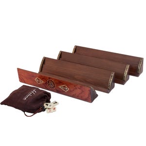 Juego de fichas de Rummikub de lujo hecho a mano con soportes de madera maciza. Regalo de Navidad para adultos, familiares y amigos.