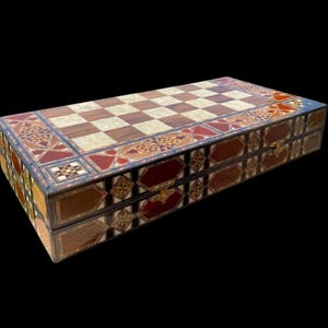 Handmade Wooden Backgammon Chess Set: Personalized Mosaic Inlay, Made in Turkey