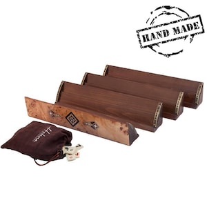 Juego de fichas de Rummikub de lujo hecho a mano con soportes de madera maciza. Regalo de Navidad para adultos, familiares y amigos.