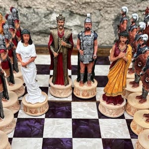 Chess Set X Large – Trojan & Spartan Chessmen with Inlaid Wooden Chess Board 17&quot; | Luxury Handmade Set | Gift for Dad | Christmas Gifts
