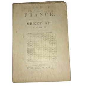 1917: Original-Frankreich-Landkarte, Landkarte aus der Mitte des ersten Weltkrieges.