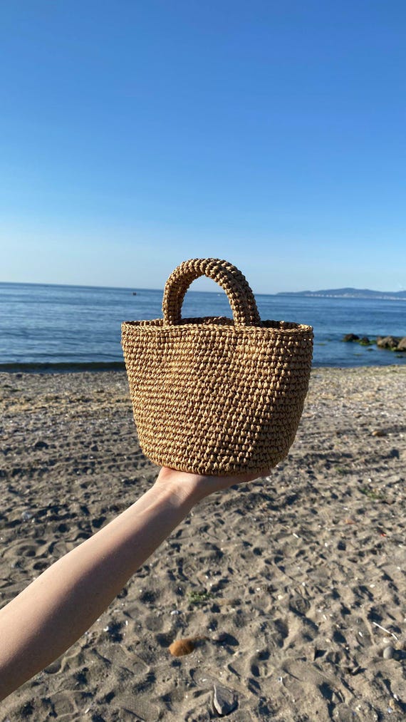 Handmade Raffia Bag, Straw Bag, Summer Beach Bag, Crochet Bag