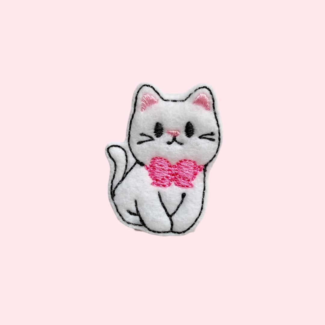 White Cat Feltie Hair Clip - Cat Hair Accessories - Toddler Hair Clip - Baby Hair Clip - Kitty Clip - Animal Hair Clip - Kitten Hair Clip