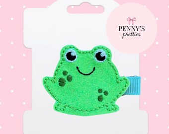 Frog Feltie Hair Clip - Toad Hair Clip - Pet Hair Clip - Hair Accessories - Toddler Hair Clip - Baby Hair Clip - Barrettes - Froggy Clips