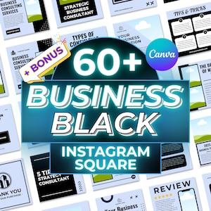 60+ Premium Business Schwarz Instagram Vorlagen | Canva Bearbeitbar