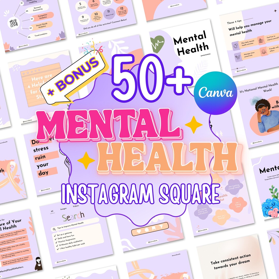 Mental Health Instagram Templates: 50+ Canva Editable Posts - Etsy