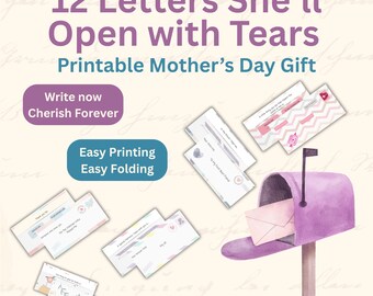 Letters That Make Mom Cry | 12 Printable Envelopes | DIY Emotional Mother's Day or Birthday Gift From Daughter or Son | Reasons I Love Mom
