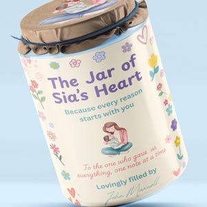 Regalo personalizable para el Día de la Madre / Manualidades para mamás - Información nutricional para mamás - Regalo para mamás - Recuerdo emotivo para suplementos o frascos Mason