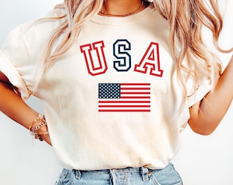 Comfort Colors USA Flag Shirt, Patriotic 4th of July Tee