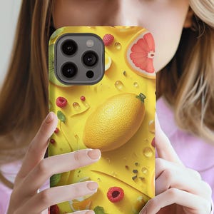 Lemon Phone Case, Colorful Fruit Phone Case, Summer Vibes, Cute Phone Cover, Lemon Design, Gifts for Fruit Lovers, iPhone 12 Phone Case