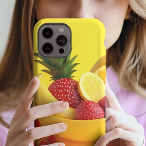 Artistic Fruit Phone Case, Aesthetic Fruit Case, Colorful iPhone 12 Case, Tough Case For iPhone 16, Gift For Her, Summer Vibe Phone Case
