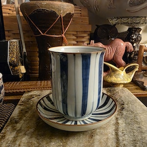 Handmade Japanese Porcelain Yunomi & Saucer