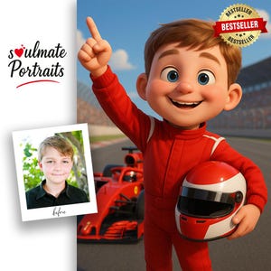 Cuadro infantil personalizado – Tu hijo como dibujo animado en el trabajo de sus sueños – Retrato estilo Pixar – Decoración de pared única – Regalo para niños