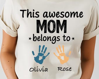 Camiseta personalizada para mamá Comfort Colors® con nombres de niños, camiseta personalizada para mamá, regalo para mamá, camiseta personalizada para mamá, camiseta para el Día de la Madre