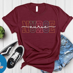 Personalized Nurse Shirt, Custom Nurse Shirts, Nurse Shirt Women, Nurse Shirt for Gift, Cute Nurse Typography Tee, Nurse Tee with Name