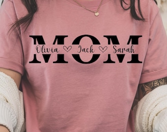Chemise maman personnalisée avec noms d'enfants, chemise maman personnalisée, chemise maman personnalisée, chemise fête des mères, chemise maman personnalisée, t-shirt maman personnalisé