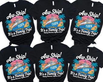 Magliette da crociera per famiglie, maglietta con nome personalizzato per l'equipaggio di crociera, maglietta personalizzata per le vacanze in famiglia, maglietta da crociera divertente abbinata, aw, è un viaggio in famiglia