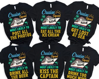 Maglietta personalizzata "Cruise Crew 2025" con le maggiori probabilità di sbarcare, Magliette divertenti da crociera, Magliette da crociera di gruppo, Maglietta personalizzata "Cruise Squad 2025", Magliette da crociera per famiglie